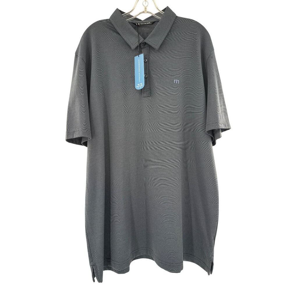 Travis Mathew Mens Short Sleeve Polo 77 Prestige The Zinna Performance 2XL Gray